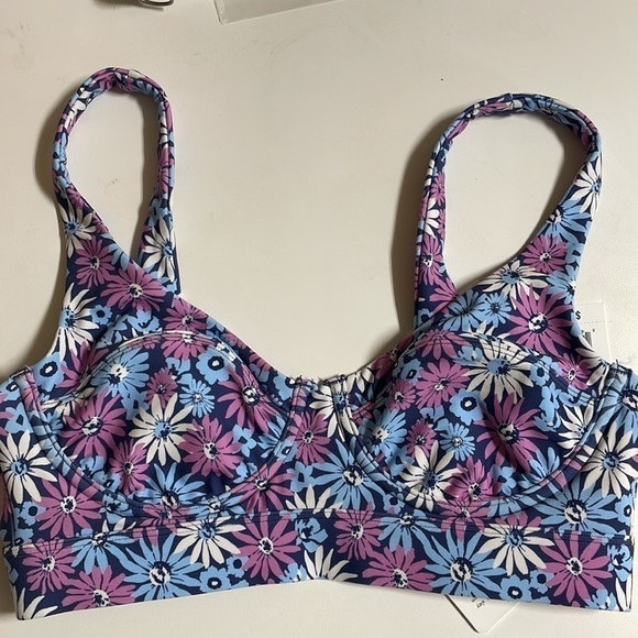 Women M Sports Bra L*Space Impact Underwire Hook & Eye Pink Blue Floral NWT 2073 - Picture 6 of 11